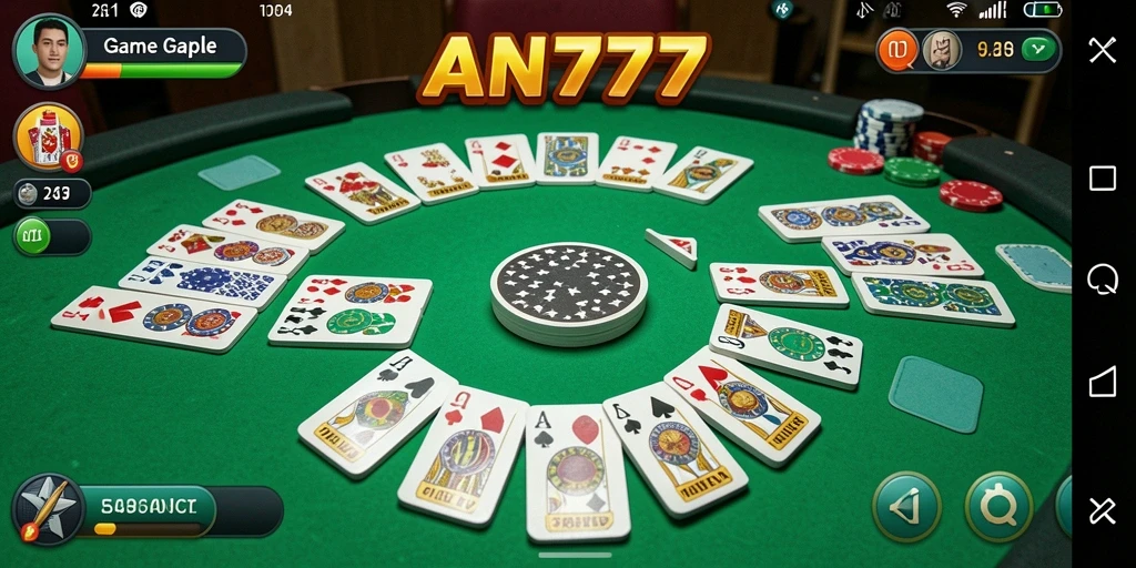 Screenshot AN777 menunjukkan gameplay Gaple yang seru dan interaktif.