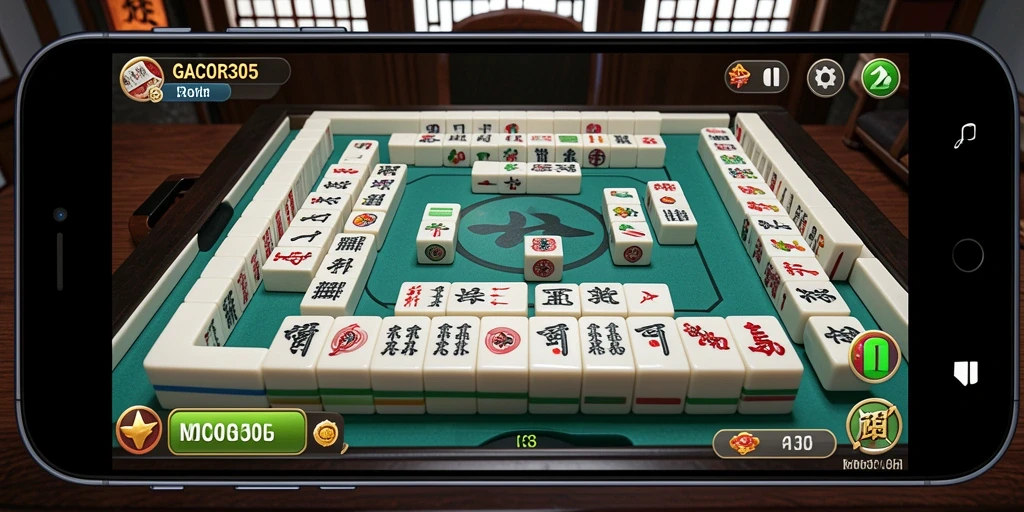 Tampilan gameplay seru GACOR305 dengan desain Mahjong yang menarik.