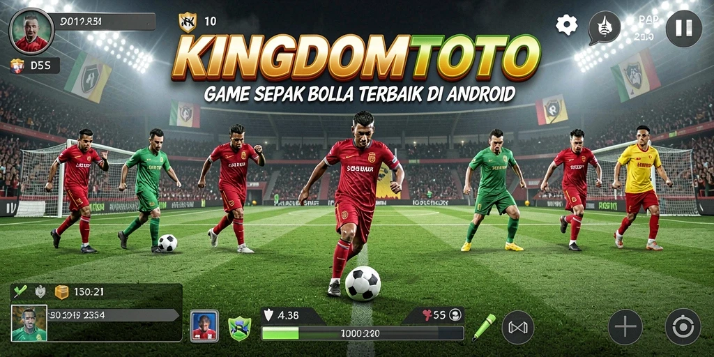 Tampilan gameplay seru dalam KINGDOMTOTO yang penuh aksi sepak bola.