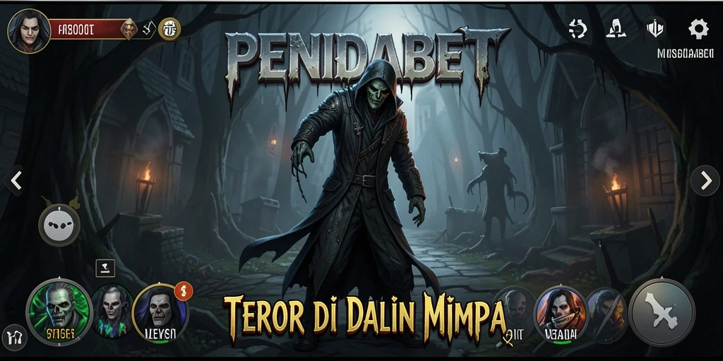 Tampilan gameplay mencekam dalam PENIDABET dengan visual menakutkan.