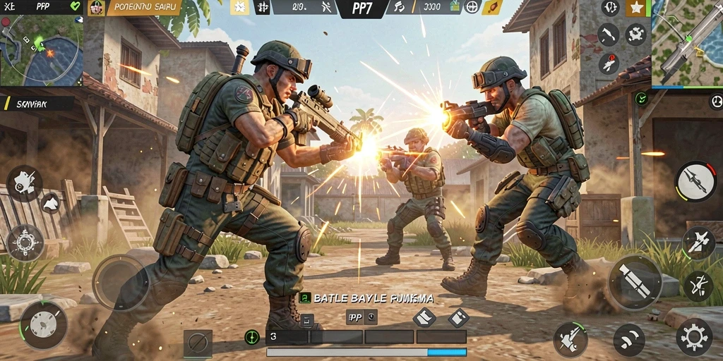 Tampilan seru pertarungan dalam PP7 di mode Battle Royale.