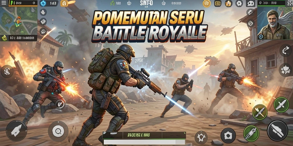 Tampilan gameplay SINTE4D yang seru dan penuh aksi Battle Royale.