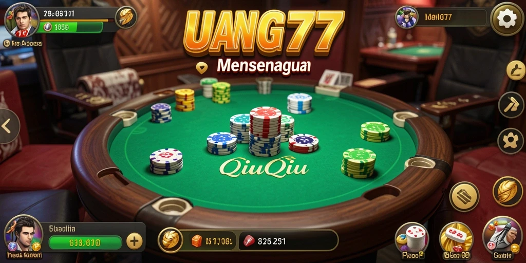 Screenshot utama UANG77 menampilkan gameplay QiuQiu yang seru.