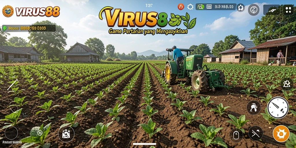 Tangkapan layar VIRUS88 menampilkan gameplay bertani yang menarik.